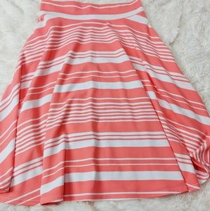 Agnes & Dora Coral & White Midi Skirt